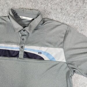Travis Mathew Par 4 Polo Shirt Men 2XL XXL Gray Golf Stripe Casual Walking